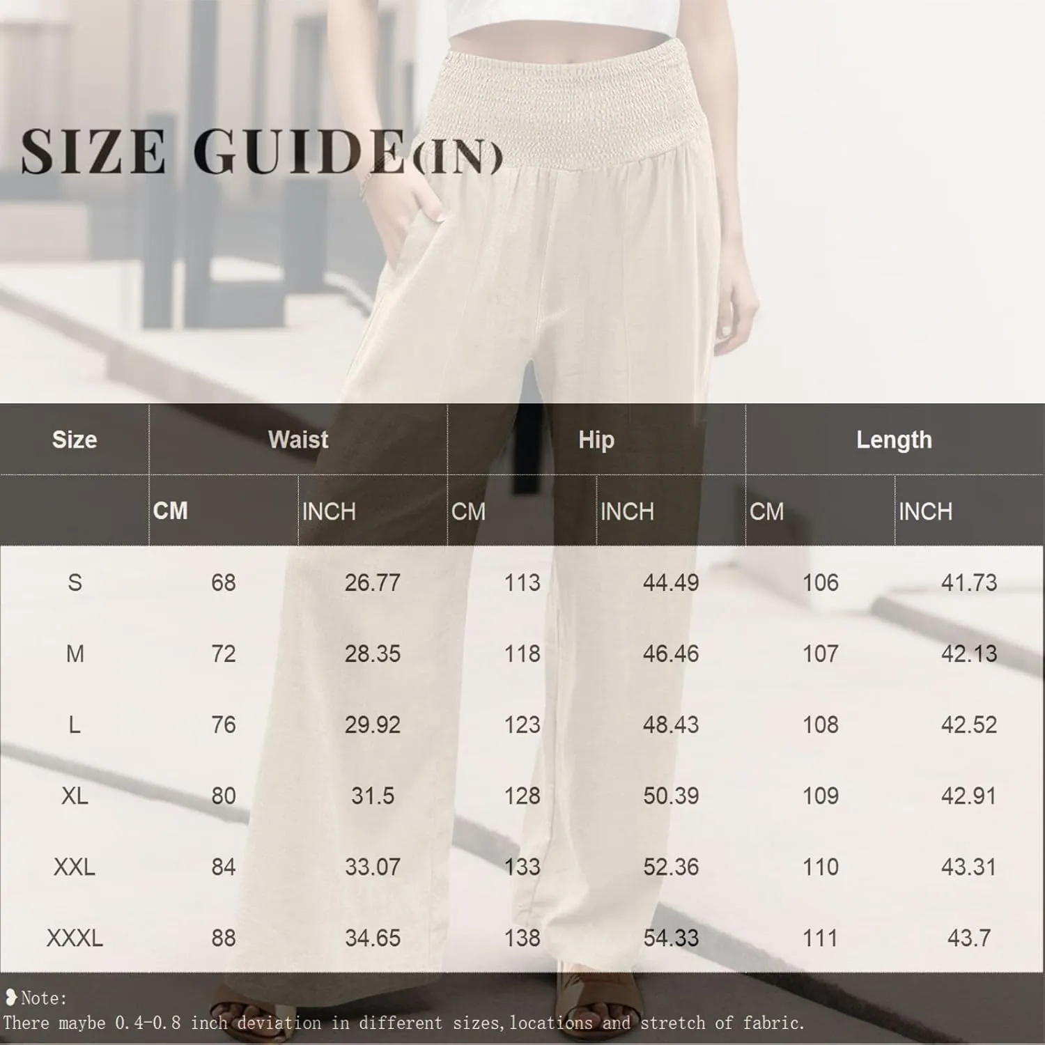 GOFULY Summer Linen Pants Women Wide Leg Cute High Rise Palazzo Pants Elastic Waist 2025 Beach Comfy Solid Clothes Pocket