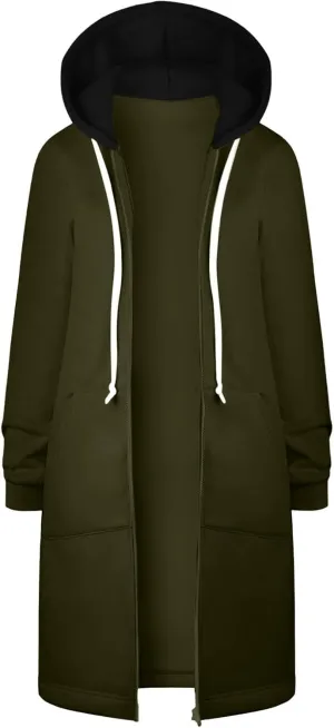 GOFULY Sweatshirt Dresses For Women Lightweight Zip Up Hoodies Fleece Fall Long Sleeve Knee Length Tunic Outfits Jackets