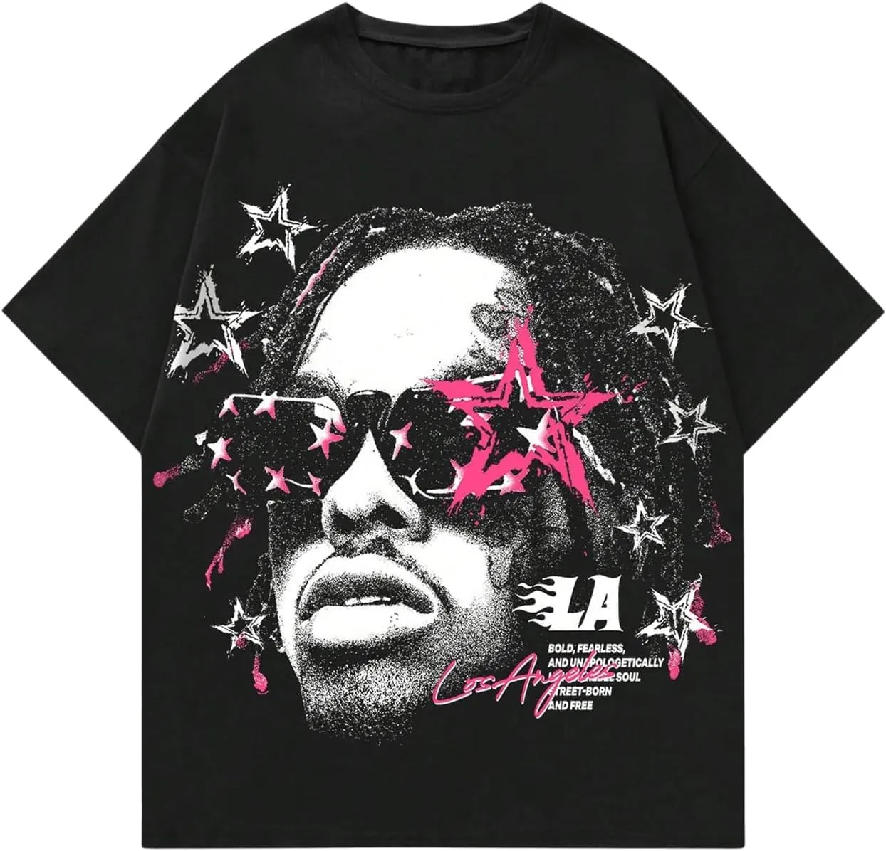 GORGLITTER Men's Graphic Tee Oversized Crewneck Short Sleeve Y2K T Shirt