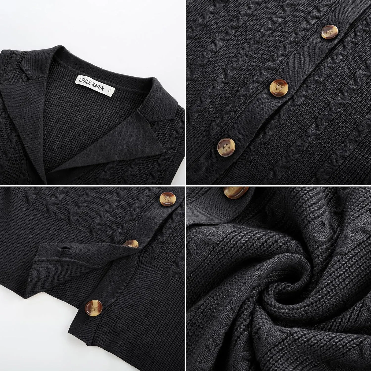 GRACE KARIN Sweater Vest Women Summer Sleeveless Knit Cardigans V Neck Collared Lightweight Button Down Sweaters Tops