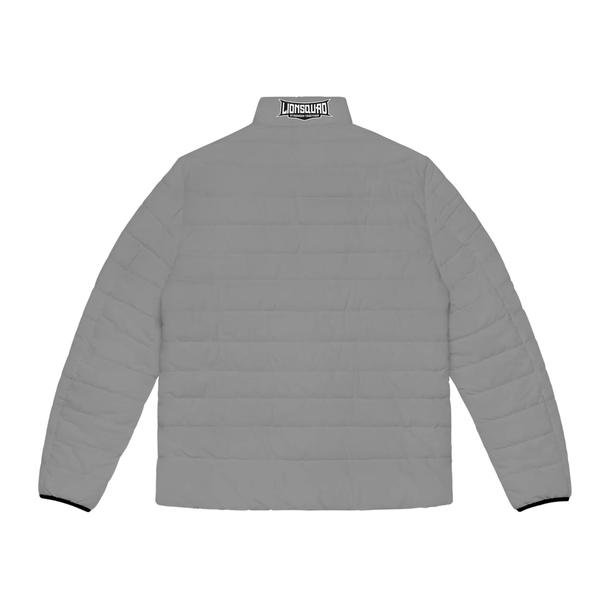 Gray "LIONSQUAD" Men's Puffer Jacket (AOP)
