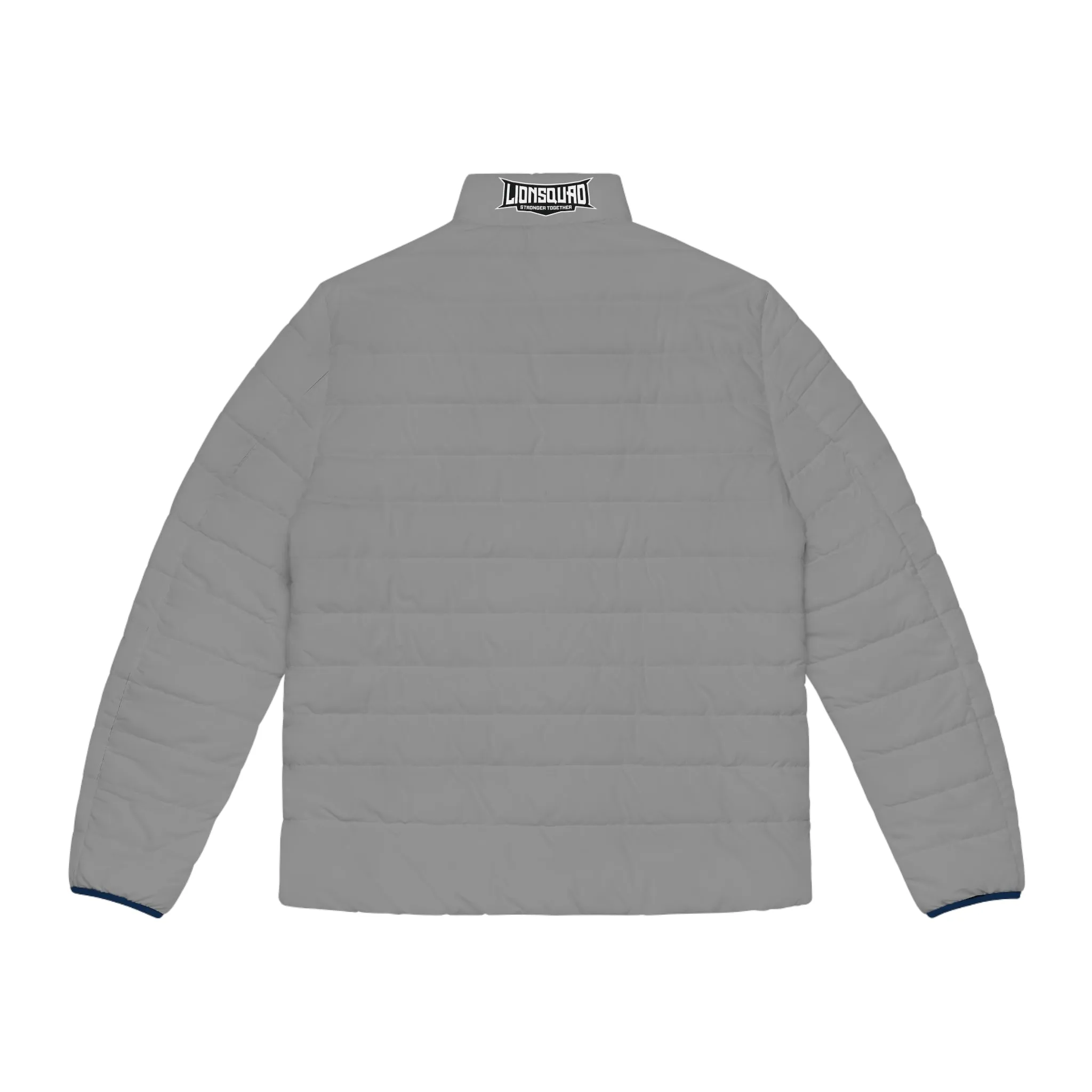 Gray "LIONSQUAD" Men's Puffer Jacket (AOP)