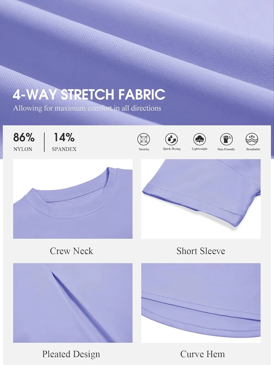 Haloumoning Girls Loose Athletic Shirts Short Sleeve Crop Tops Kids Quick Dry Gym Yoga Tees 5-14 Years