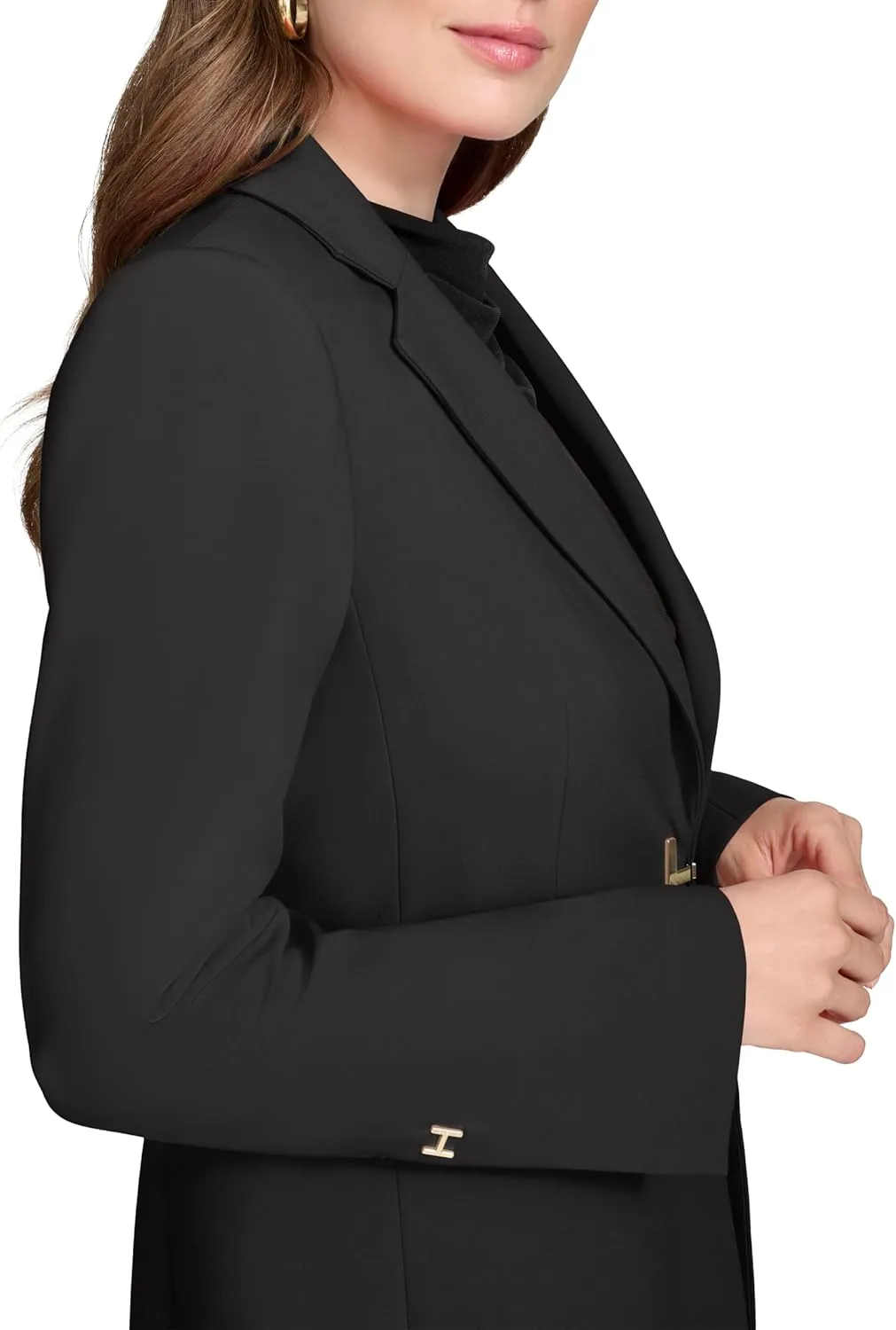 Halston Women's H Closure Woven Office Workwear Blazer