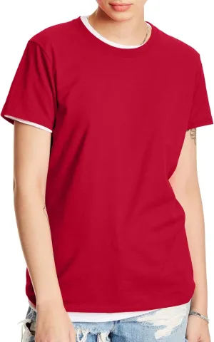 Hanes Perfect-T Crewneck T-Shirt, Lightweight Cotton Short Sleeve Tee for Women