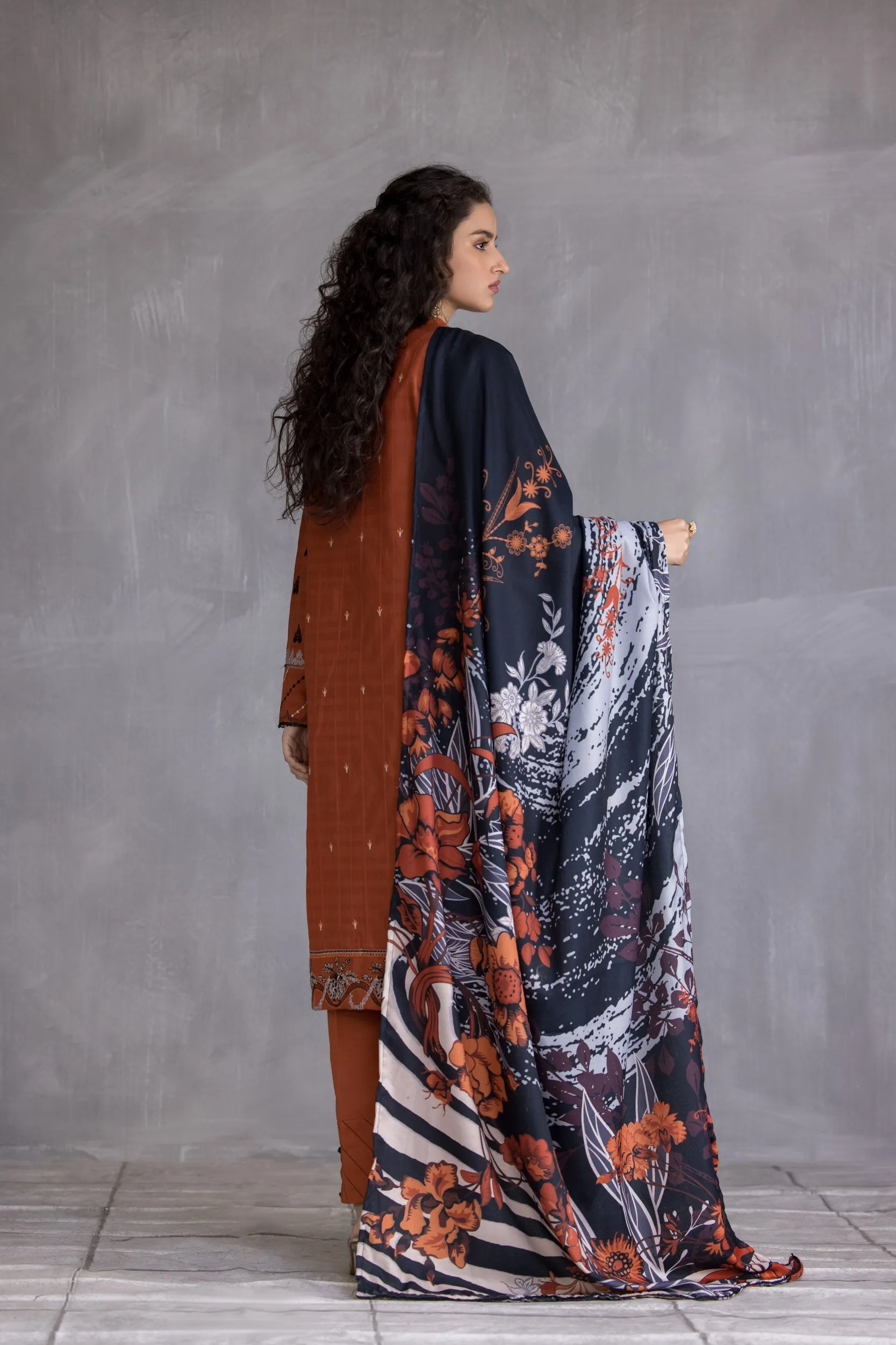 HEMLINE 3PC JACQUARD SLUB EMBROIDERED DRESS 05