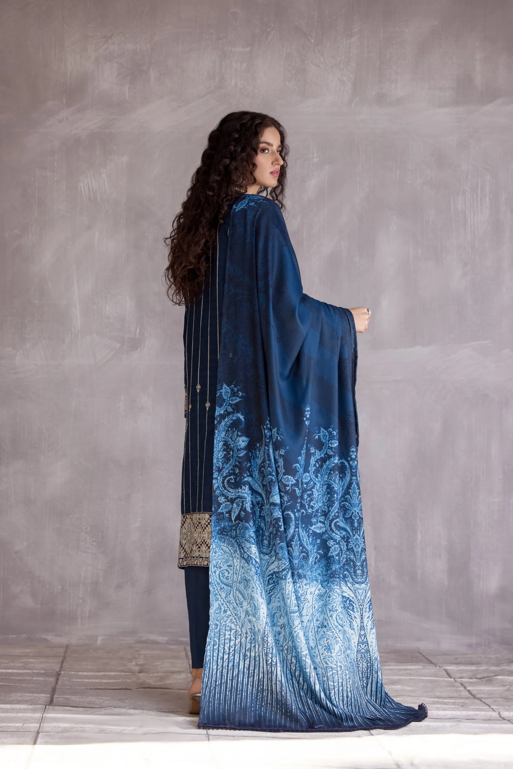 HEMLINE 3PC JACQUARD SLUB EMBROIDERED DRESS 08
