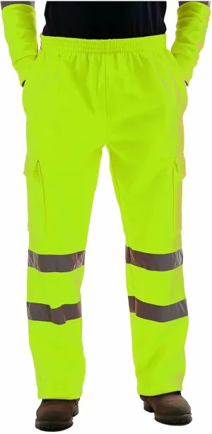 High Visibility Pants for Men Reflective Safety Sweatpants Slim Fit Workout Pants Water Resistant Windbreak Trousers
