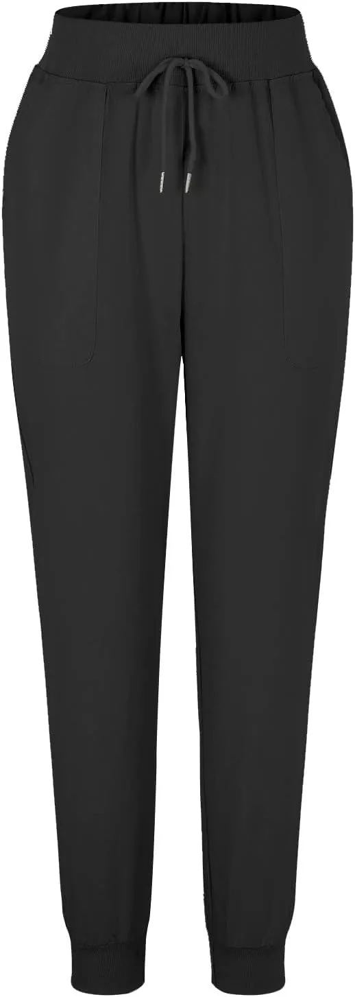 High Waisted Trousers Women Casual Ankle Length Tapered Pant Linen Drawstring Waist Summer Casual Pull On Sweatpant