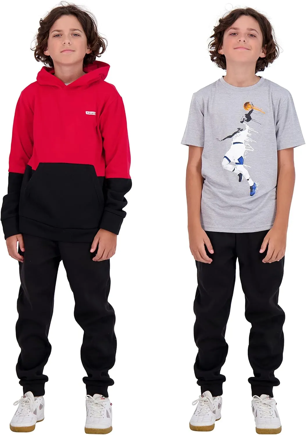 Hind Boys Fleece Hoodie and T-Shirt Set 2-Piece Kids Basketball Sweatshirt and Athletic Tee