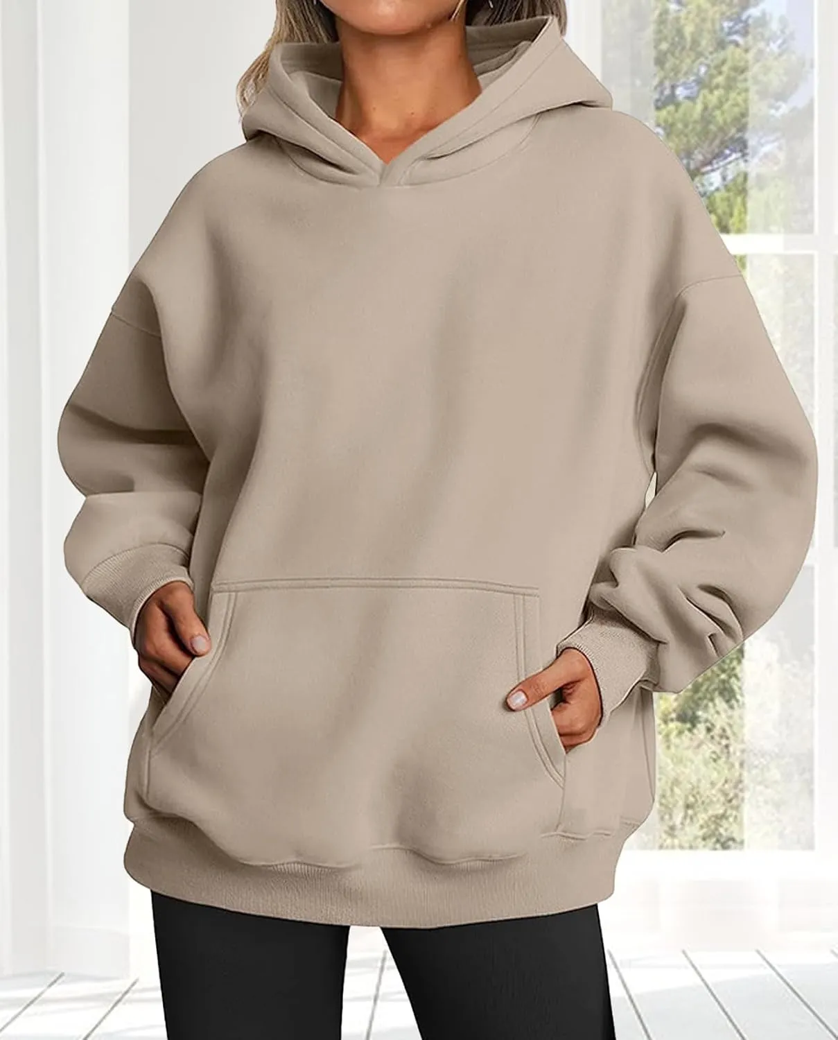 Hoodies for Women Oversized Fleece Tops Pullover Sweatshirts Casual Fall Long Sleeve Sweaters with Pockets