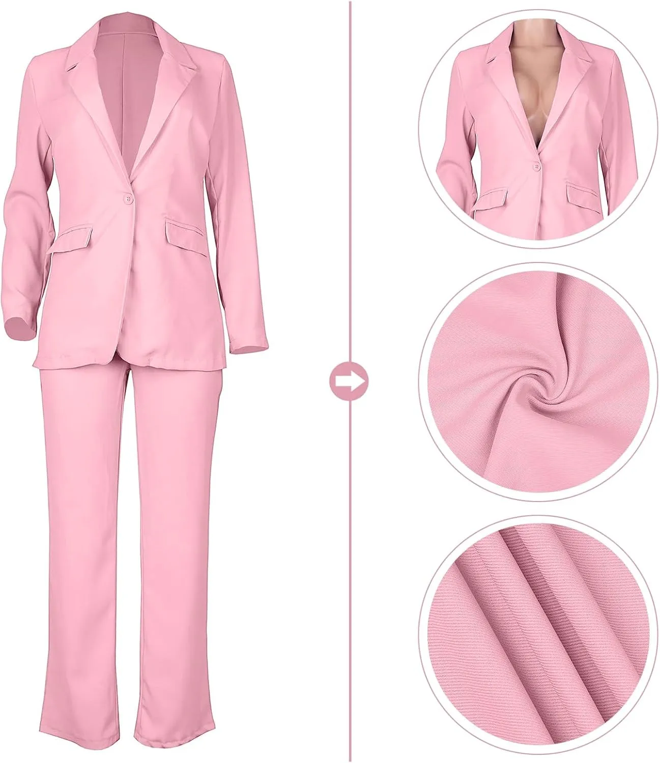 HuiSiFang Womens Fall Fashion 2 Piece Blazer Sets Open Front Blazers and Slim Fit Pants Suits Set