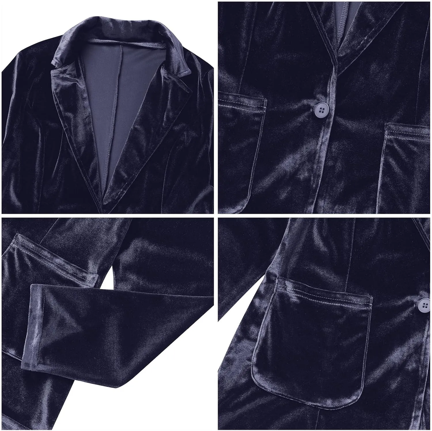 IDOPIP Women's Velvet Blazer Jacket Long Sleeve Lapel Open Front Cardigan Coat Casual Office Blazer Jacket Suits with Pockets