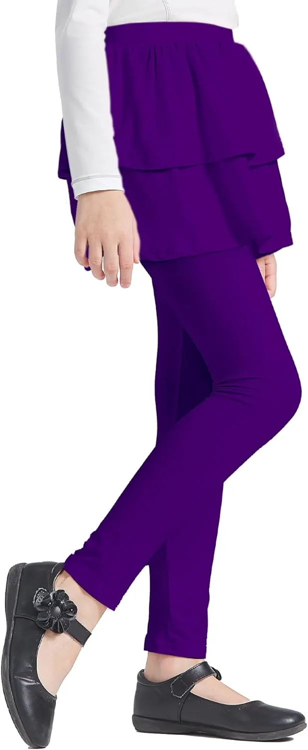 iLover Girl Leggings with Ruffle Skirt Pants Little Kids Skinny Stretch Ankle Length Pantskirt 4-12