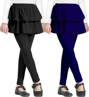 iLover Girl Leggings with Ruffle Skirt Pants Little Kids Skinny Stretch Ankle Length Pantskirt 4-12