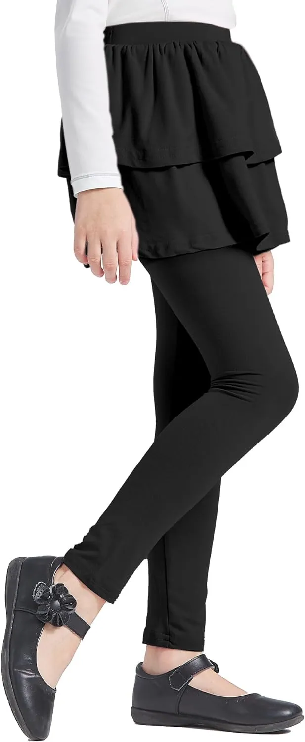 iLover Girl Leggings with Ruffle Skirt Pants Little Kids Skinny Stretch Ankle Length Pantskirt 4-12