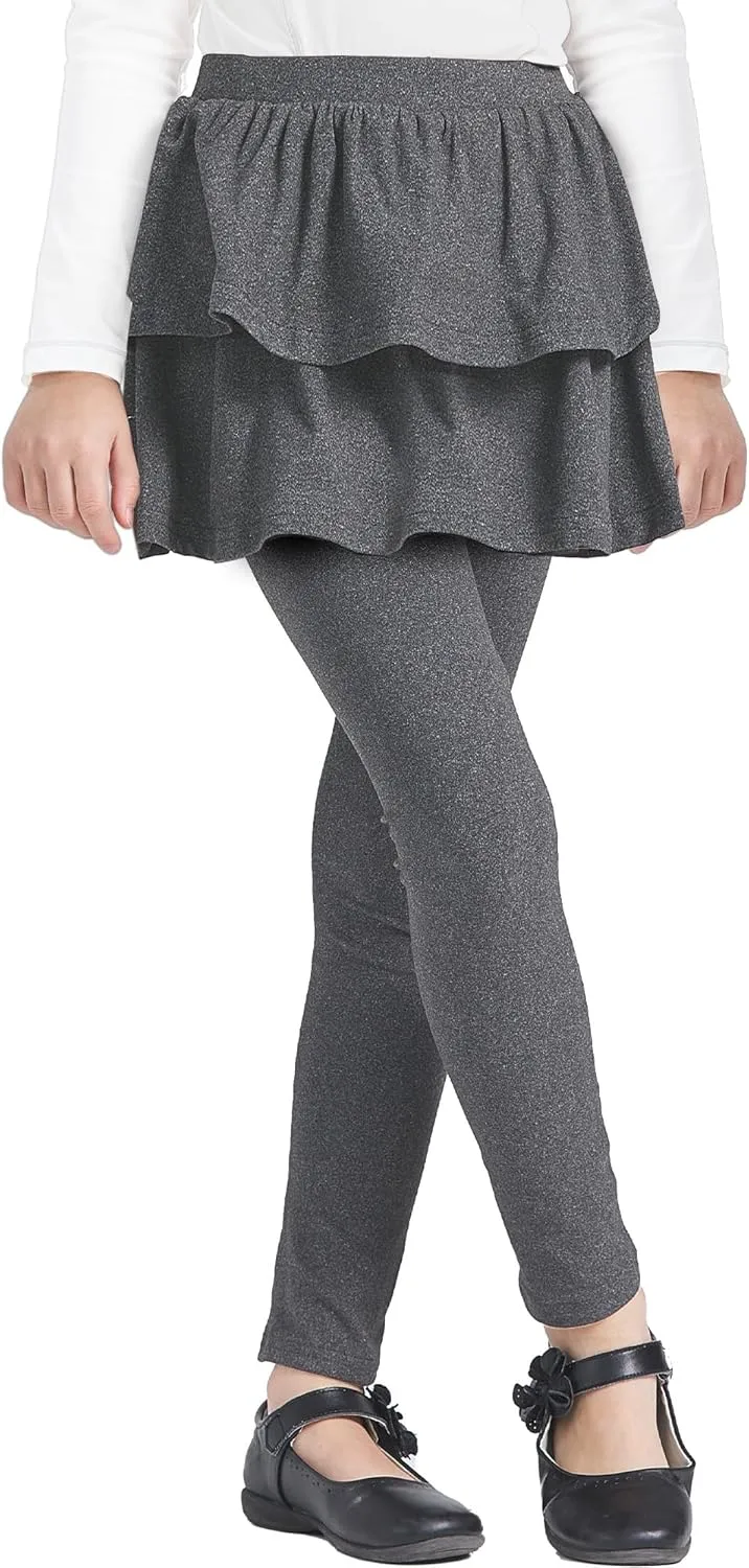 iLover Girl Leggings with Ruffle Skirt Pants Little Kids Skinny Stretch Ankle Length Pantskirt 4-12