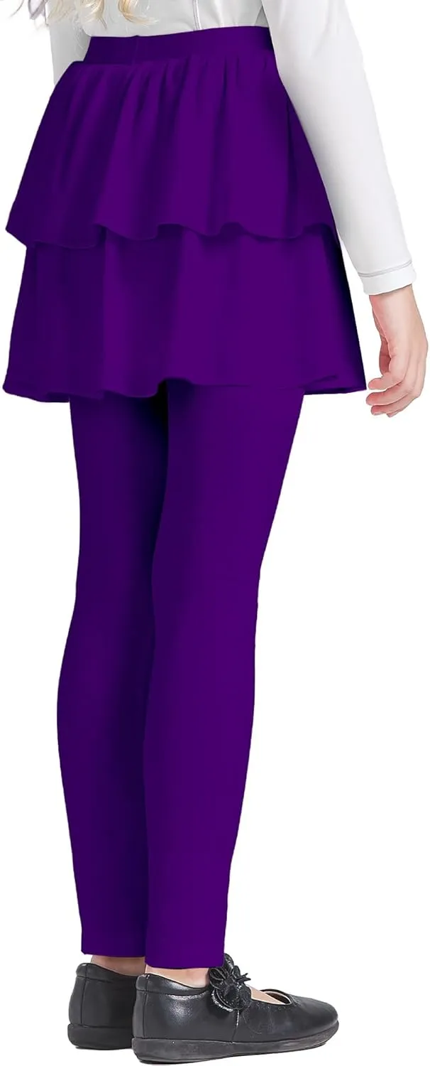 iLover Girl Leggings with Ruffle Skirt Pants Little Kids Skinny Stretch Ankle Length Pantskirt 4-12