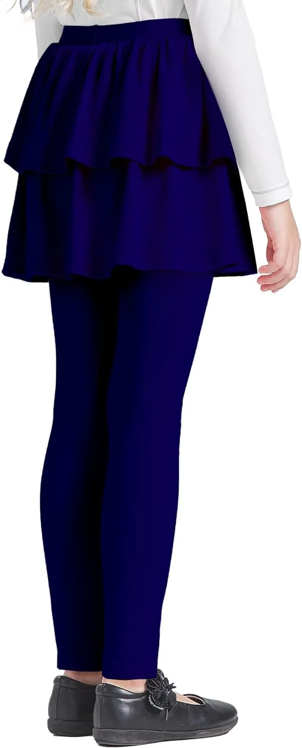iLover Girl Leggings with Ruffle Skirt Pants Little Kids Skinny Stretch Ankle Length Pantskirt 4-12