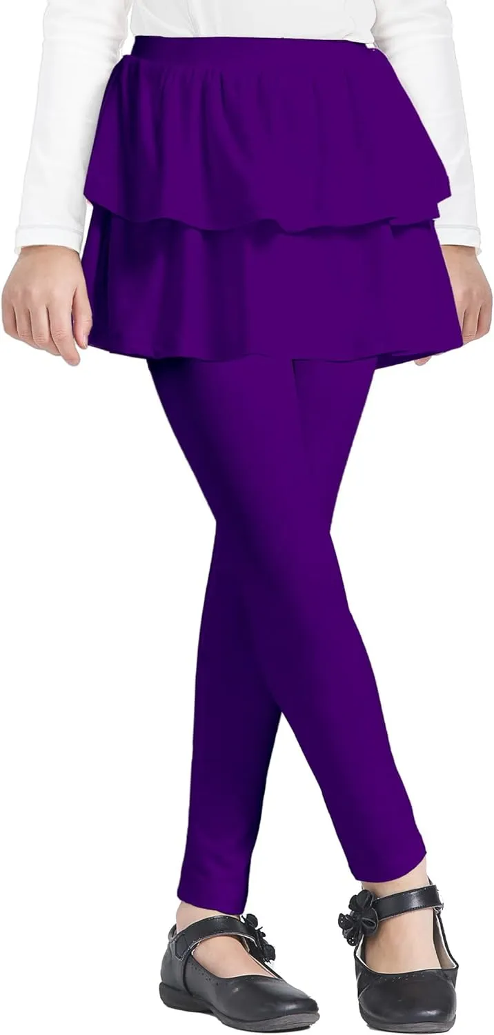 iLover Girl Leggings with Ruffle Skirt Pants Little Kids Skinny Stretch Ankle Length Pantskirt 4-12