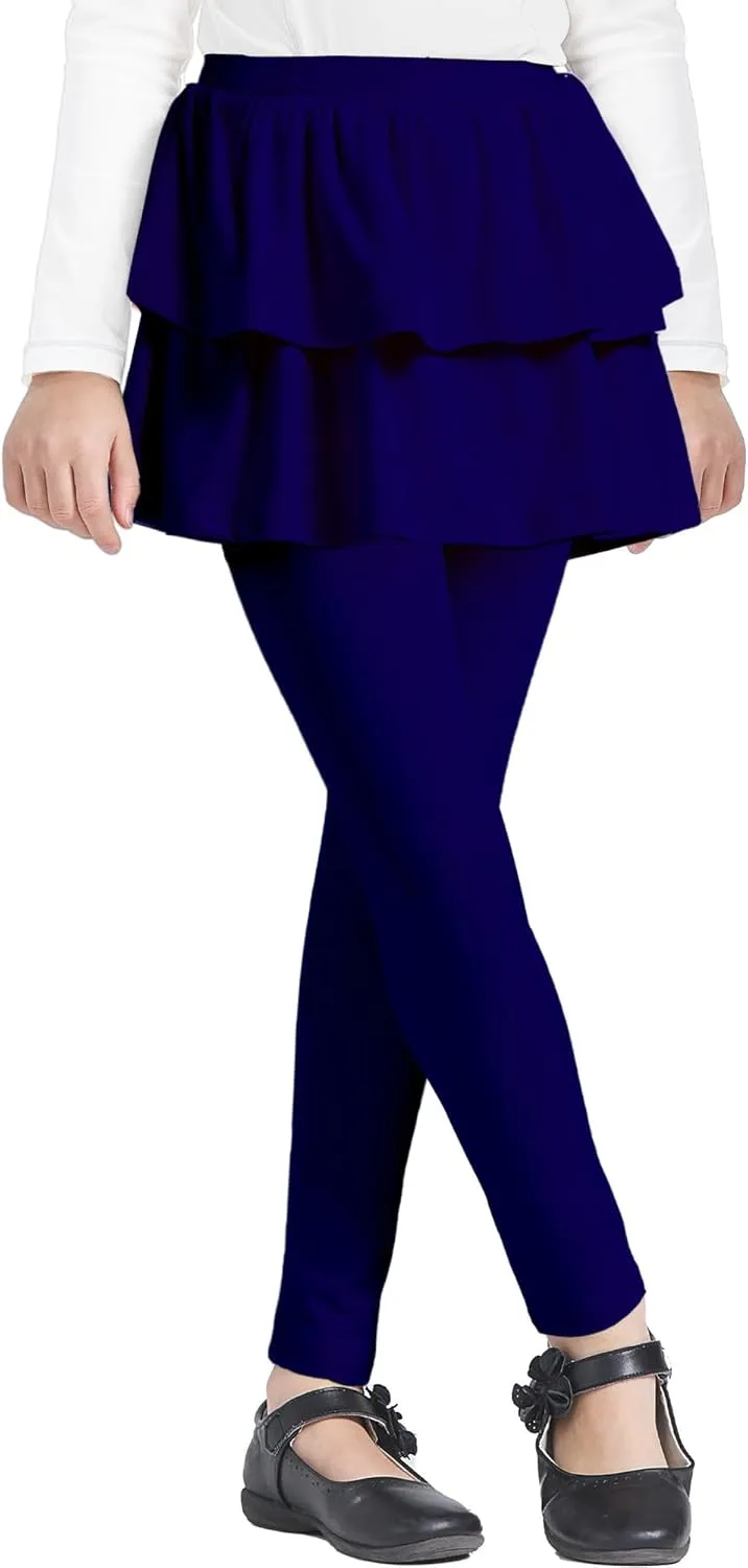 iLover Girl Leggings with Ruffle Skirt Pants Little Kids Skinny Stretch Ankle Length Pantskirt 4-12