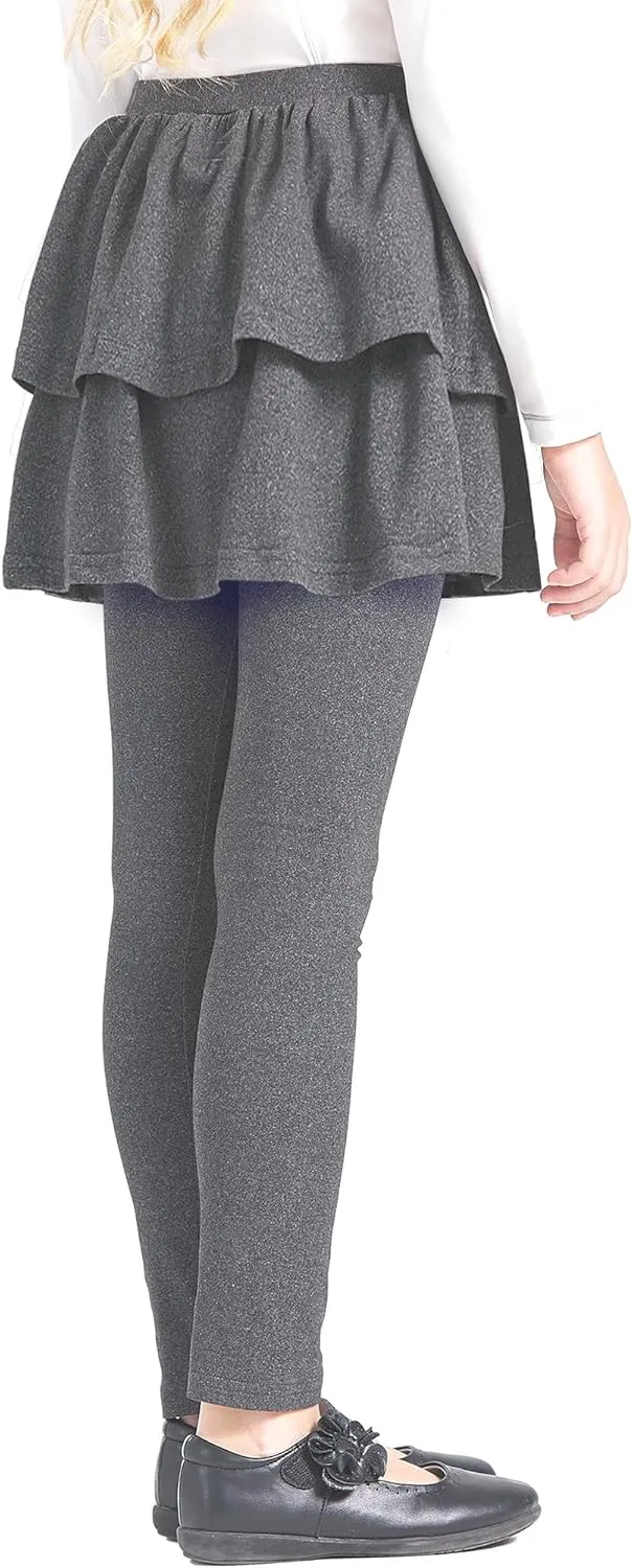 iLover Girl Leggings with Ruffle Skirt Pants Little Kids Skinny Stretch Ankle Length Pantskirt 4-12