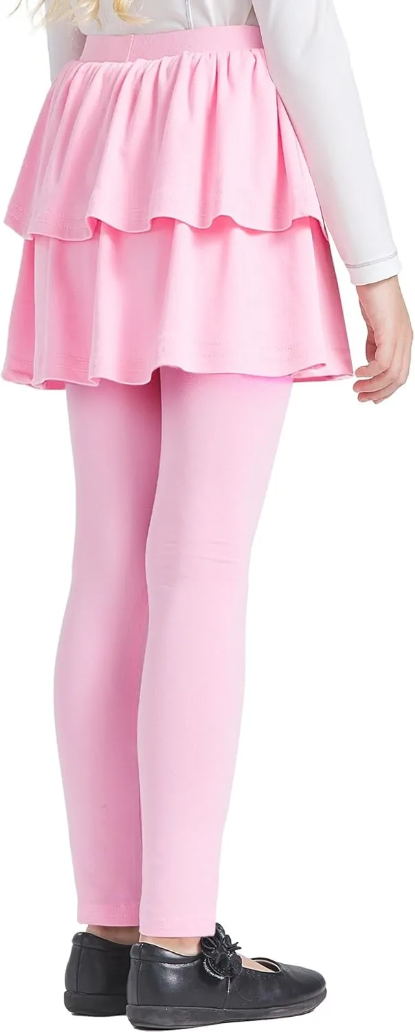 iLover Girl Leggings with Ruffle Skirt Pants Little Kids Skinny Stretch Ankle Length Pantskirt 4-12