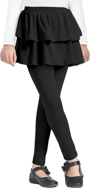 iLover Girl Leggings with Ruffle Skirt Pants Little Kids Skinny Stretch Ankle Length Pantskirt 4-12
