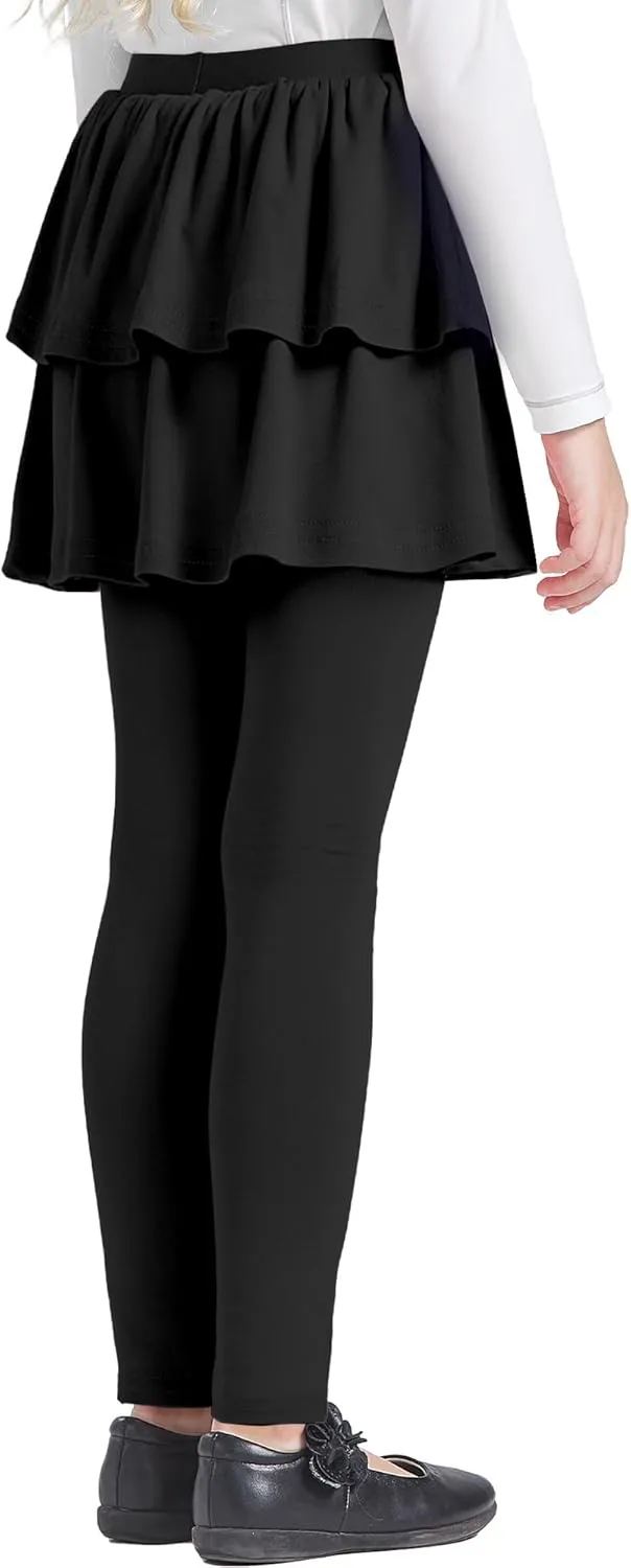 iLover Girl Leggings with Ruffle Skirt Pants Little Kids Skinny Stretch Ankle Length Pantskirt 4-12