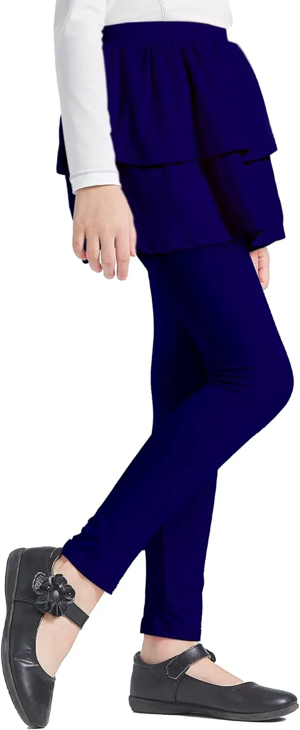 iLover Girl Leggings with Ruffle Skirt Pants Little Kids Skinny Stretch Ankle Length Pantskirt 4-12