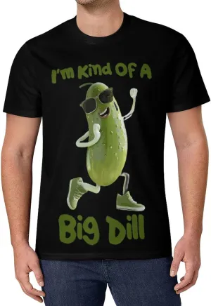 I'm Kind of A Big Dill Funny Pickle Men's Short Sleeve Tee Casual Crew Neck T-Shirts Summer Workout Tops Graphic