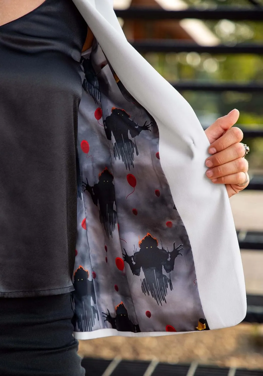 IT Movie Adult White Pennywise the Clown Blazer for Women, Officially Licensed IT Women's Blazer for Business Casual Dress