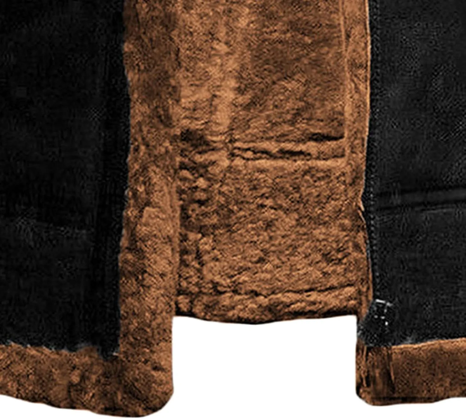 JEsilunmaMY Winter Fuzzy Sherpa Leather Coat for Men Fleece Lined Fur Collar Motorcycle Jacket Warm Thicken Bomber Overcoat