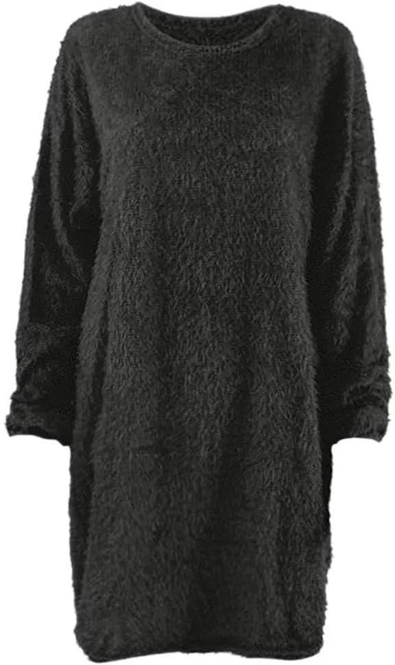 JJHAEVDY Sweater Dresses for Women 2025 Long Sleeve Crewneck Dress Solid Casual Dresses Fall Fuzzy Dresses Winter Loose Dress