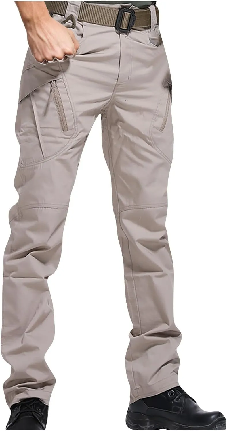 Joggers Pants Man Regular Big and Tall Solid Twill Cargo Pants Multi Pockets Work Utility Straight Legs Trousers