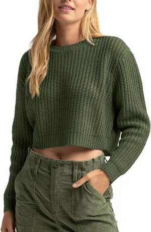 Jumppmile Women's Cropped Sweater Knit Long Sleeve Crewneck Soft Pullover Sweater Top