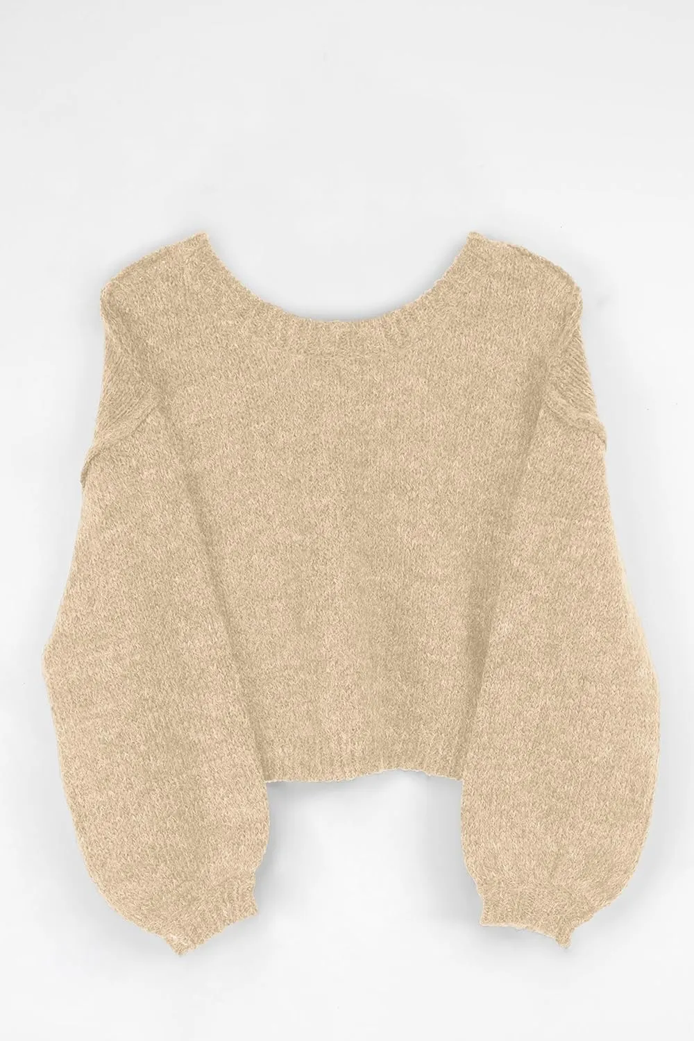 Jumppmile Women's Cropped Sweater Top Crewneck Long Sleeve Knit Fall Pullover Sweater