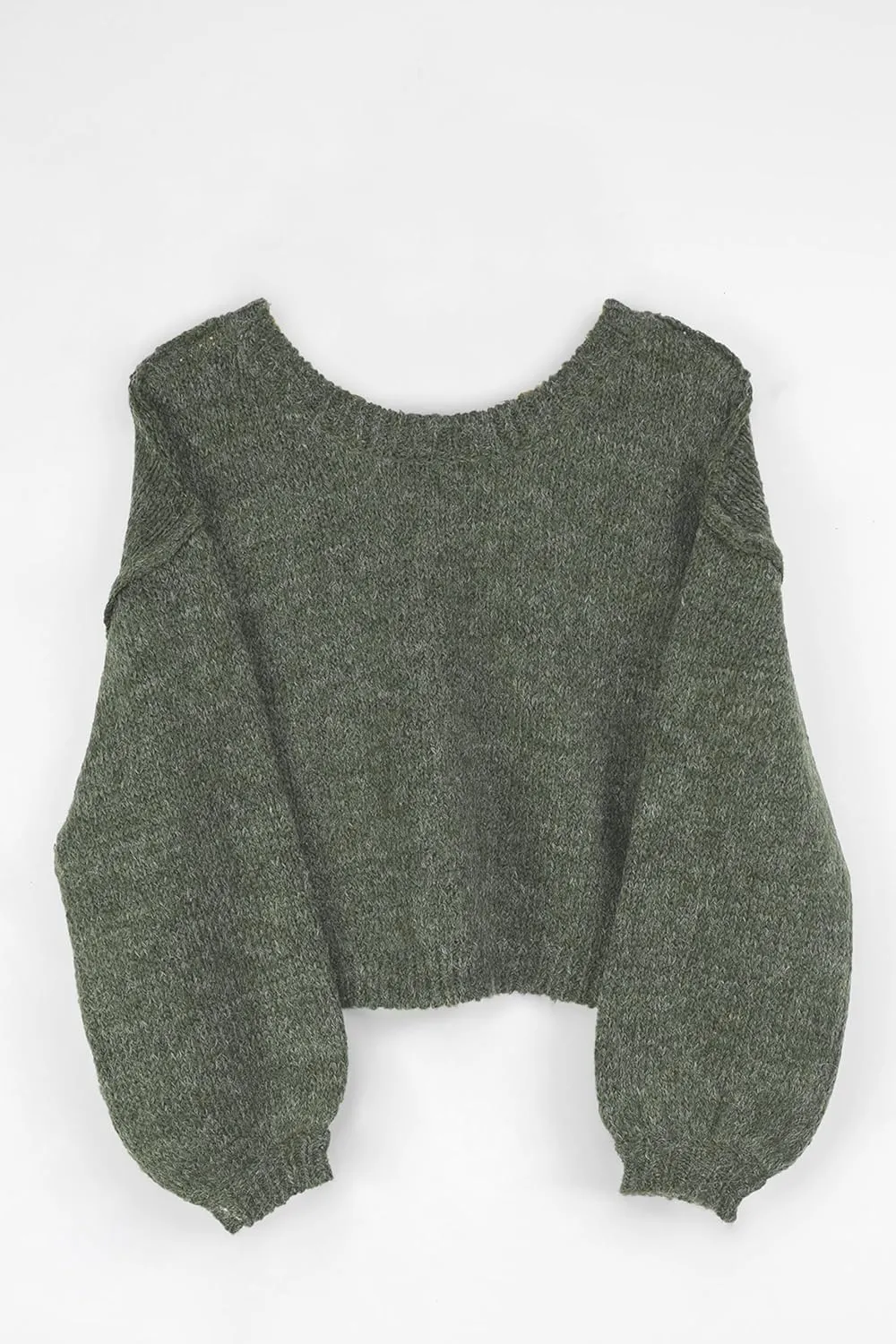 Jumppmile Women's Cropped Sweater Top Crewneck Long Sleeve Knit Fall Pullover Sweater