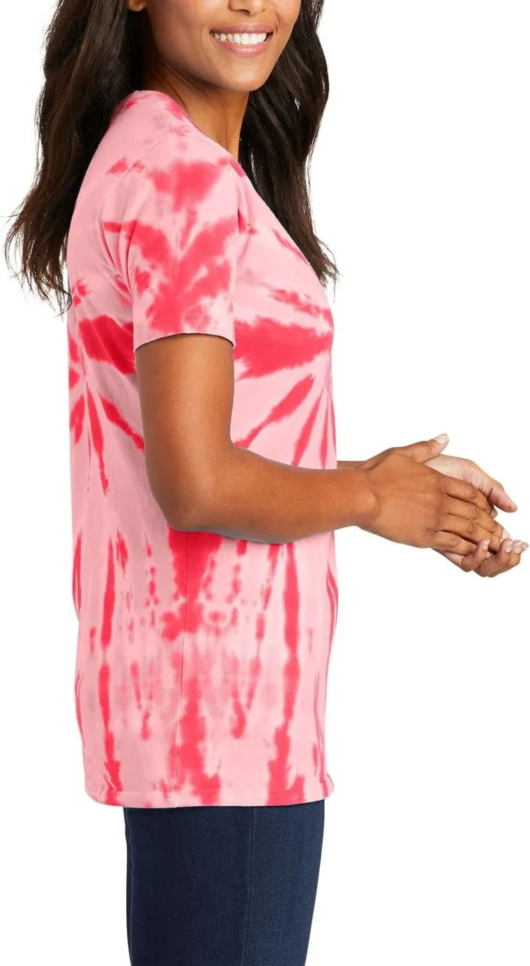 JustBlanks Womens Short Sleeves T-Shirts 100% Cotton Tie-Dye V-Neck Tee
