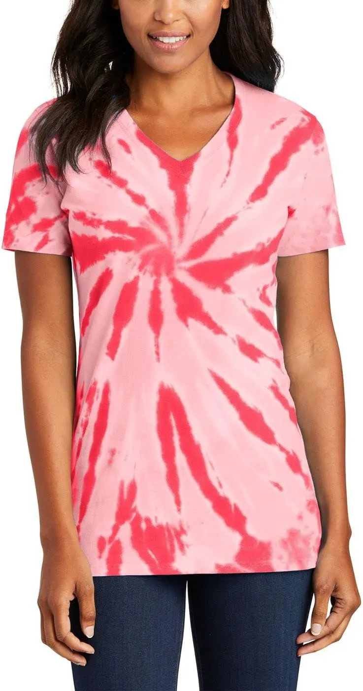 JustBlanks Womens Short Sleeves T-Shirts 100% Cotton Tie-Dye V-Neck Tee