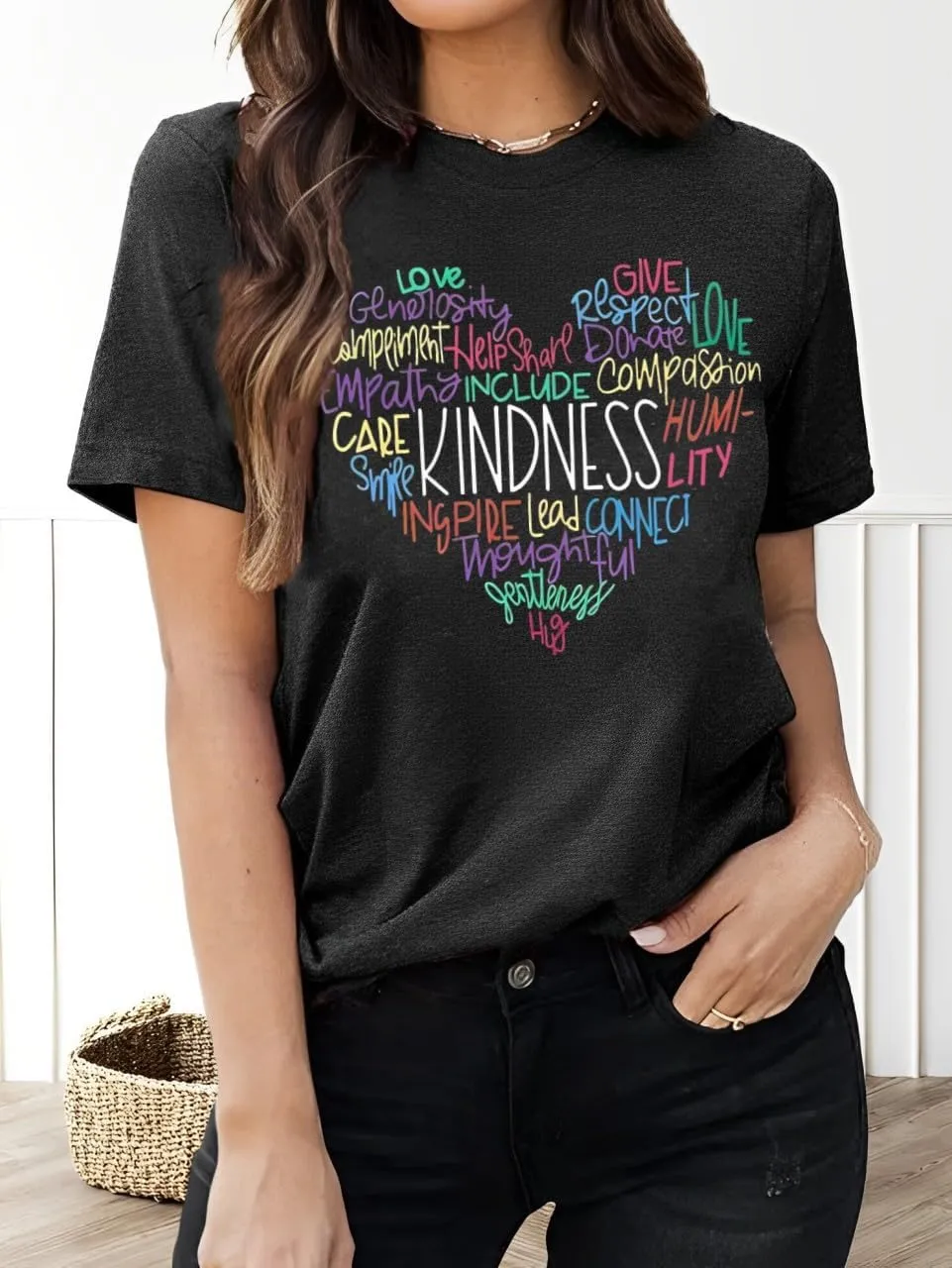 Kindness Shirt for Women Summer Casual Short Sleeve Inspirational Tee Tops