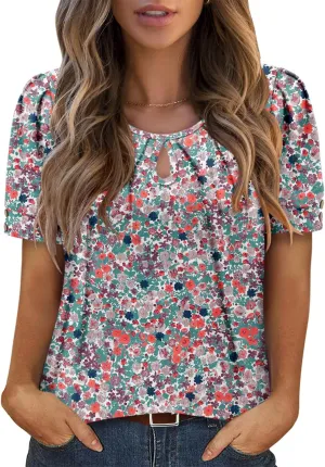 KISSMODA Womens Tops Short Sleeve Plus Size Tunic Top Casual Shirt O-neck Boho Blouse Summer Basic Tunics Tops for Woman