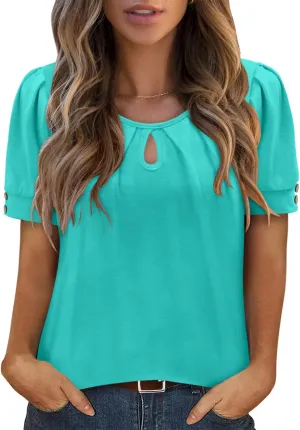 KISSMODA Womens Tops Short Sleeve Plus Size Tunic Top Casual Shirt O-neck Boho Blouse Summer Basic Tunics Tops for Woman