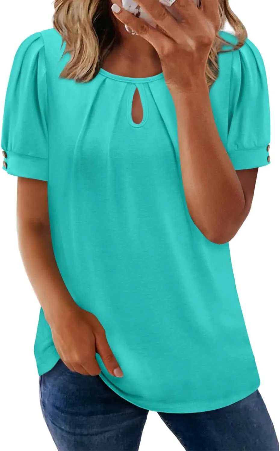 KISSMODA Womens Tops Short Sleeve Plus Size Tunic Top Casual Shirt O-neck Boho Blouse Summer Basic Tunics Tops for Woman