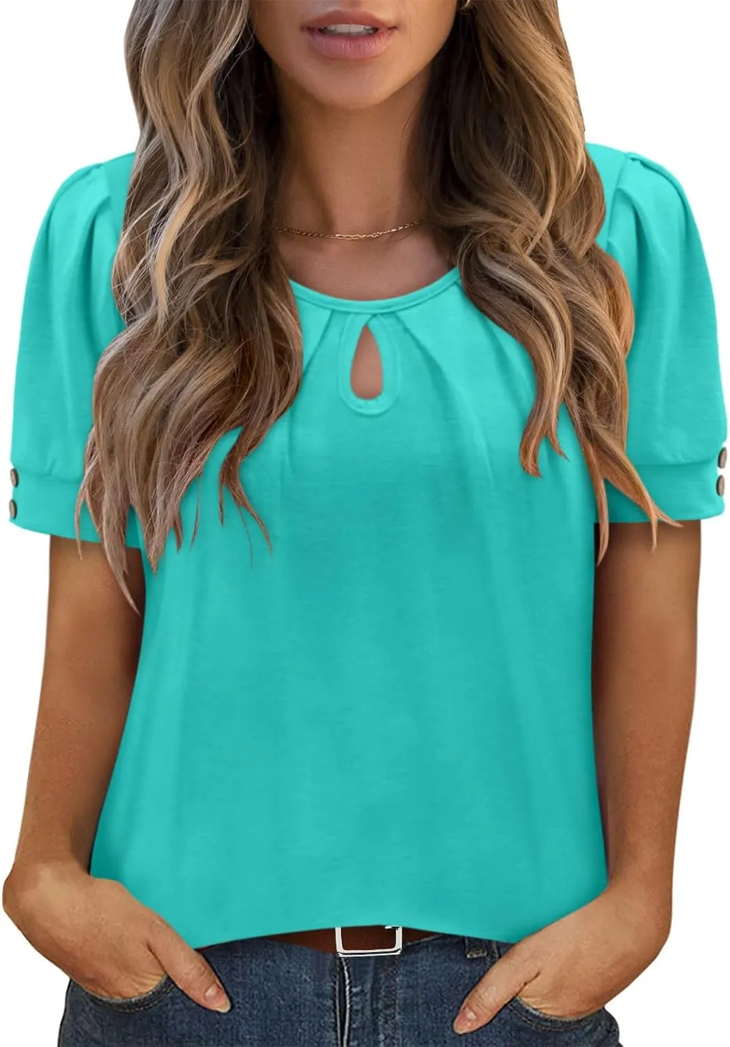 KISSMODA Womens Tops Short Sleeve Plus Size Tunic Top Casual Shirt O-neck Boho Blouse Summer Basic Tunics Tops for Woman
