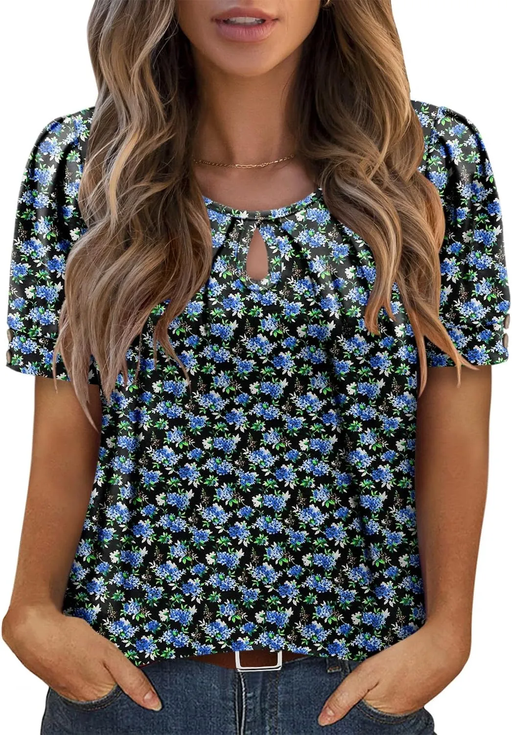 KISSMODA Womens Tops Short Sleeve Plus Size Tunic Top Casual Shirt O-neck Boho Blouse Summer Basic Tunics Tops for Woman