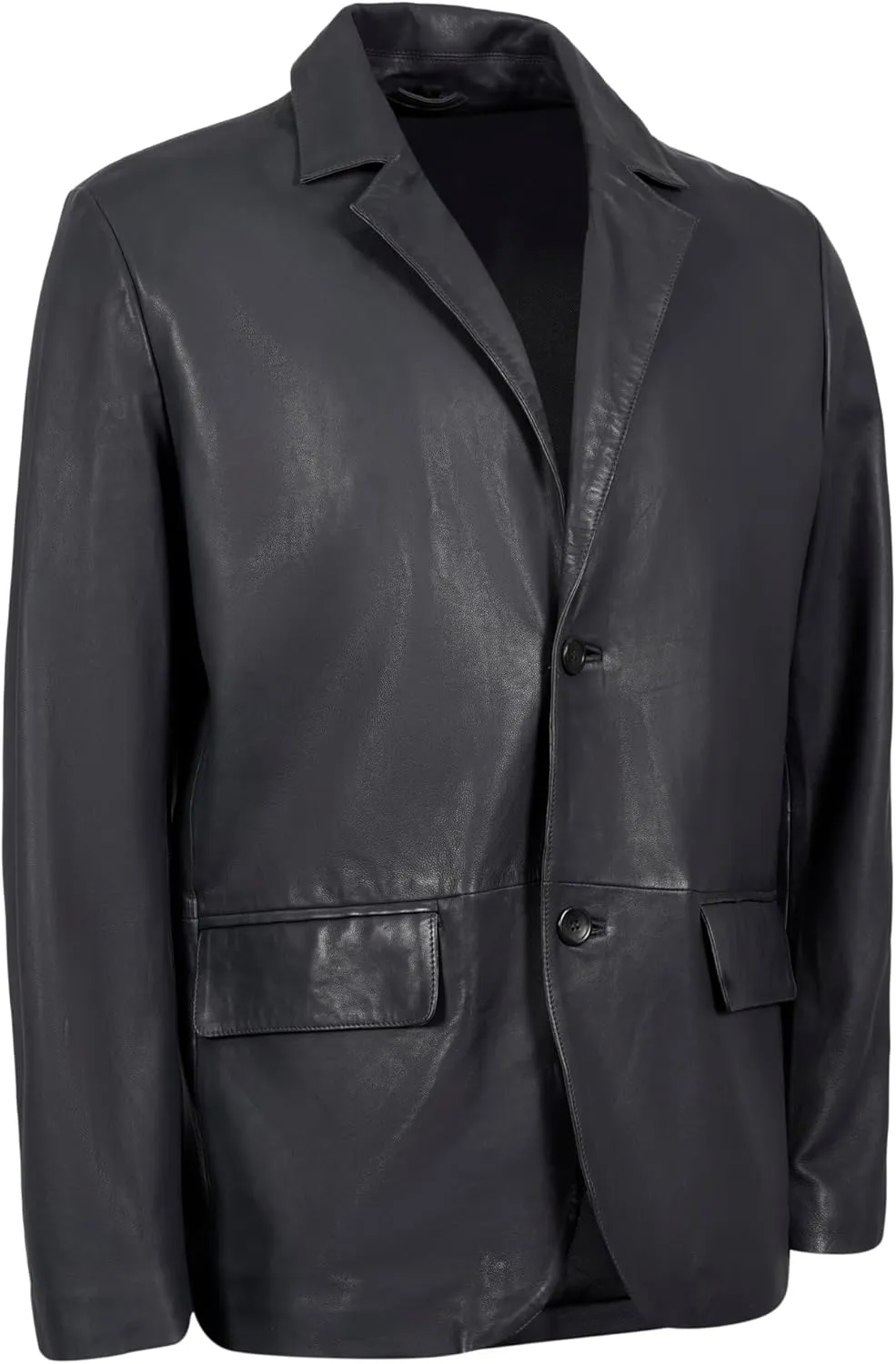 Lambskin Leather Blazer Men Casual Coat  Notched Collar Classic Bonds Style Ultimate Leather Blazer for Men