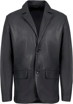 Lambskin Leather Blazer Men Casual Coat  Notched Collar Classic Bonds Style Ultimate Leather Blazer for Men
