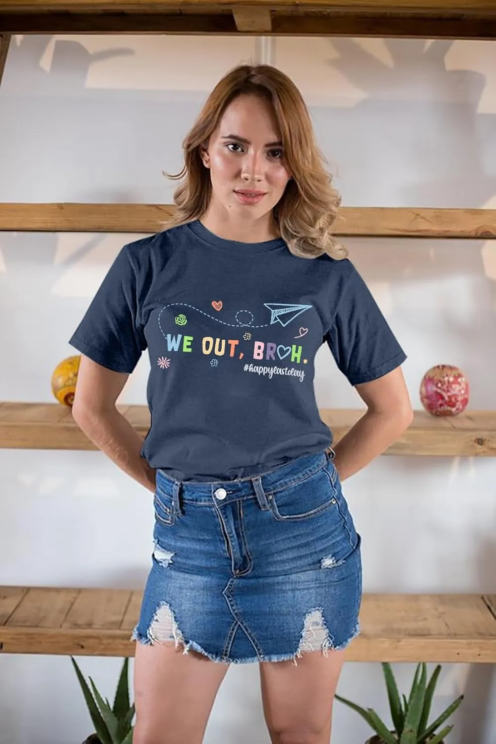 Last Day of School Shirt: Women Teacher Shirts Funny We Out Bruh Graphic T-Shirt Cute Teach Inspirational Short Sleeve Tops