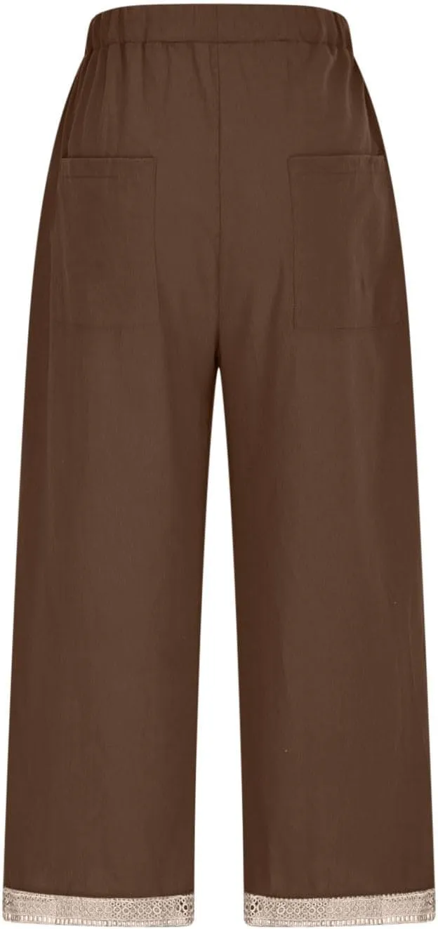 Lastesso Linen Pants Women Casual High Waist Cotton Summer Comfy Slacks Lightweight Vacation Hawaii Trousers with Pockets